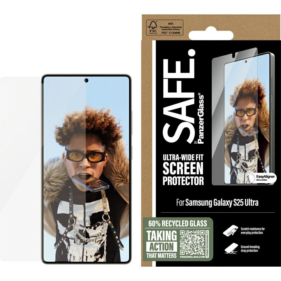 Szkło hartowane + aplikator Safe by PanzerGlass Ultra-Wide Fit + Easy Aligner do Samsung Galaxy S25 Ultra